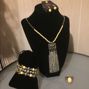 Paparazzi yellow necklace set, bracelet and ring